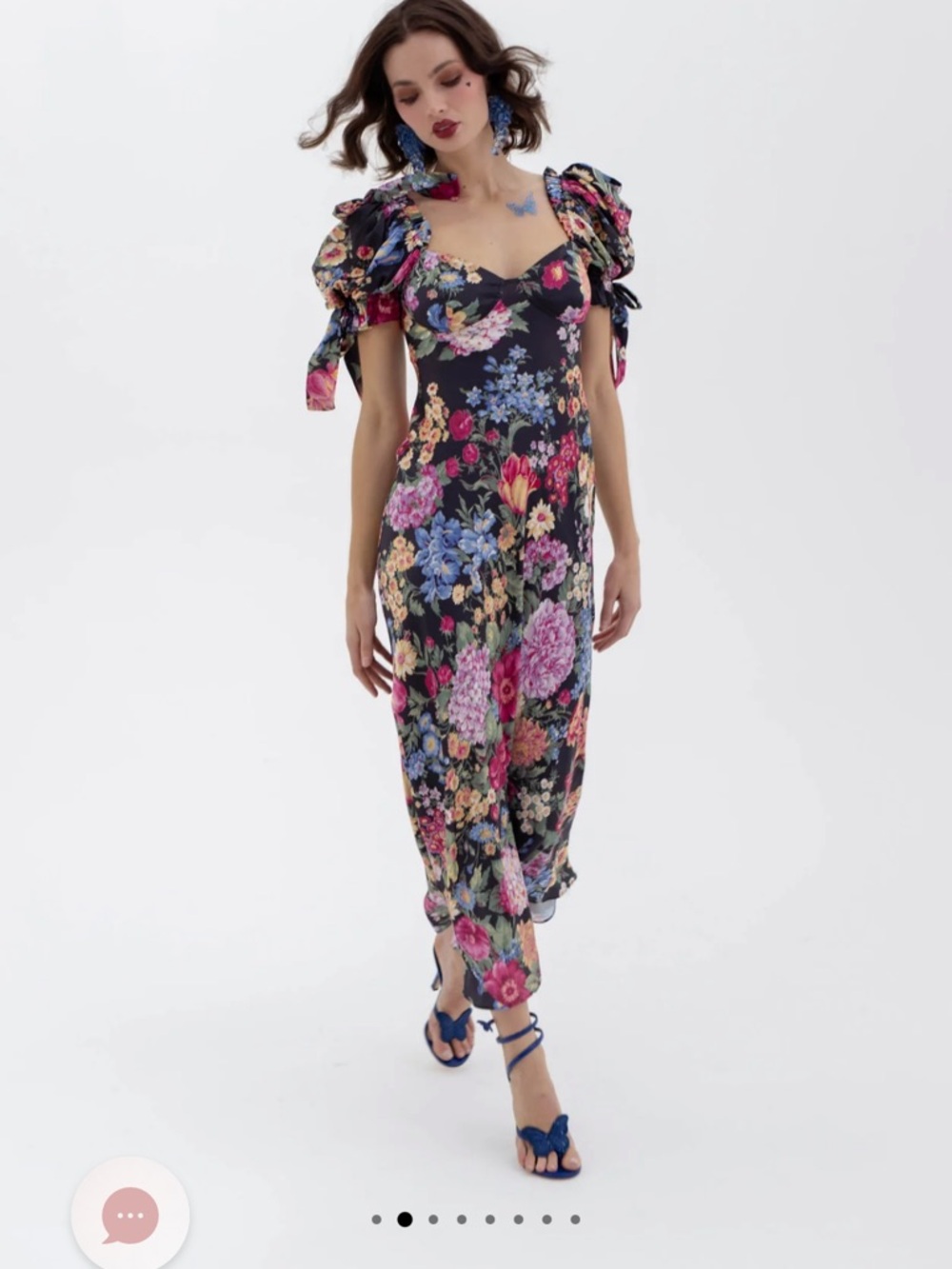 Selkie Puck Poet Slip Dress Maxi Floral Silk Size M